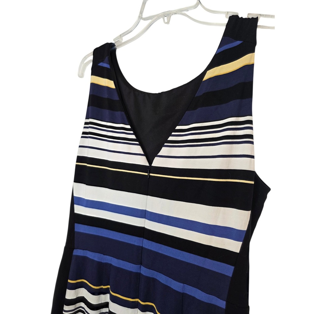 WHBM Striped Sheath Dress Blue Black White Yellow Sleeveless Petite 12P - Picture 6 of 13